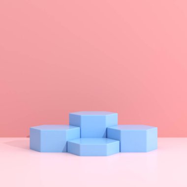 Geometri podyumunun soyut taklidi, minimal tarzda. 3B görüntüleme.