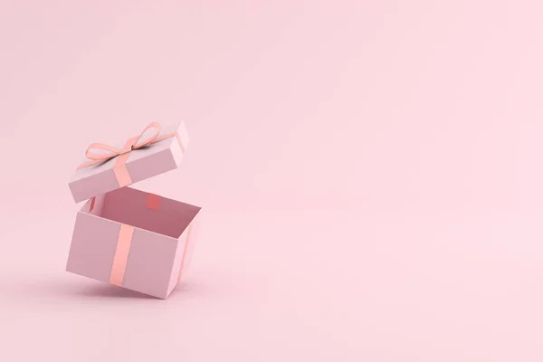 Fai Finta Scatola Regalo Aperta Sfondo Rosa Rendering — Foto Stock