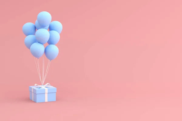 Mock Gift Box Balloons Minimal Style Rendering — Stock Photo, Image