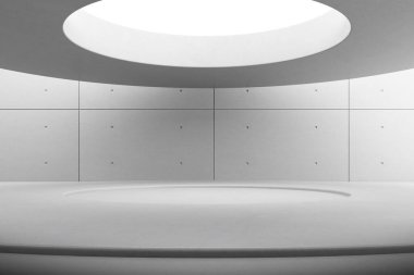 Soyut mimari alan, beton duvarlı iç mekan. 3d hazırlayıcı.