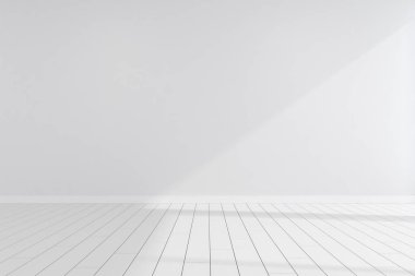 Tahta zeminli boş odanın 3D görüntüsü.