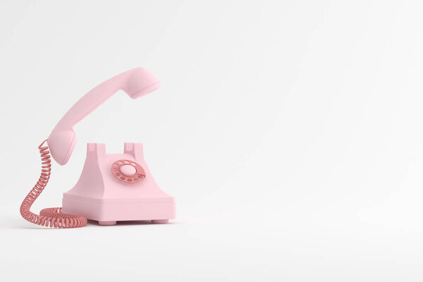 Mock up of telephone on white background. 3D rendering.