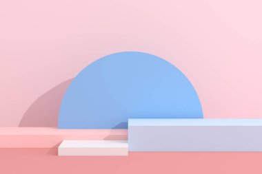 Geometri podyumunun soyut taklidi, minimal tarzda. 3B görüntüleme.