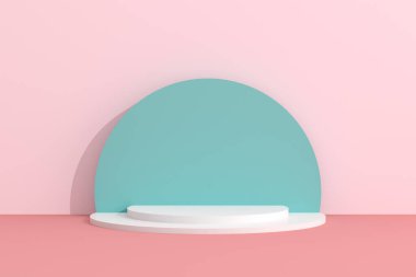 Geometri podyumunun soyut taklidi, minimal tarzda. 3B görüntüleme.