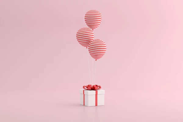 Fingere Confezione Regalo Palloncini Sfondo Rosa Rendering — Foto Stock