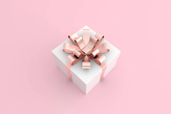 Візуалізація Рожевої Подарункової Коробки Мінімальному Стилі — стокове фото