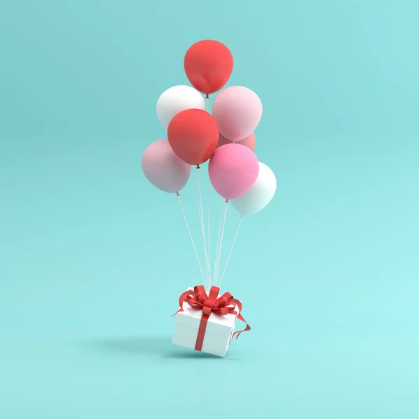 礼品盒和气球的3D渲染 — 图库照片