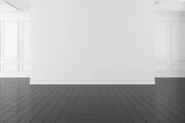 Render Empty Room Wooden Floor Classic Wall — Stock Photo, Image