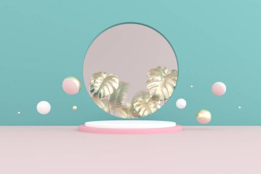 Altın bitkisel geometri podyumunun 3D canlandırması.