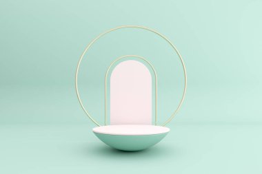 Ürün sunumu için soyut geometri podyumunun 3d görüntüsü.