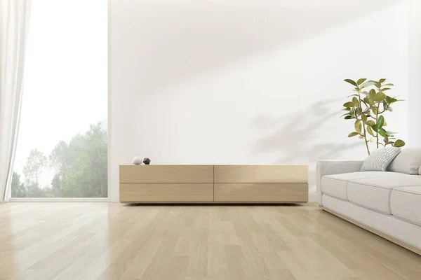 Representación Sala Estar Moderna Con Mueble Sofá Pared Vacía — Foto de Stock