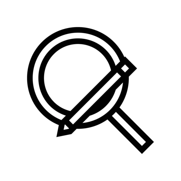 Magnifier Pencil Search Line Text Icon Vector — Stock Vector