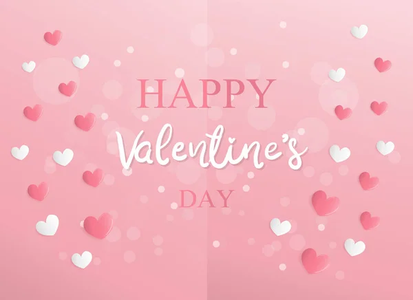 Aftelkalender Voor Valentijnsdag Kaart Met Tekst Happy Valentine Day Roze — Stockvector