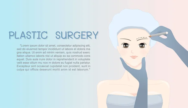 Cara Mulher Desenhos Animados Sob Cirurgia Plástica Ilustração Vetorial — Vetor de Stock