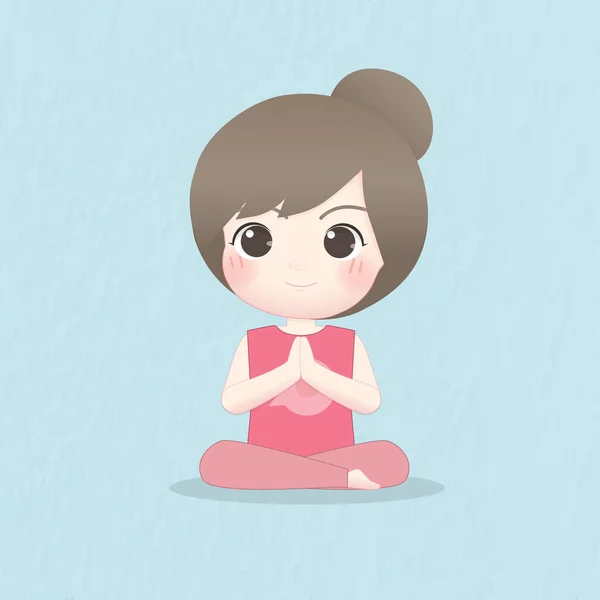 Cute Girl Yoga Sitting Position Vector Illustration — Stock Vector