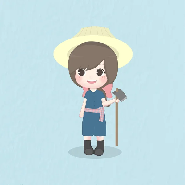 タイスタイルの女の子農家 キャラクターデザインベクトルイラスト — ストックベクタ