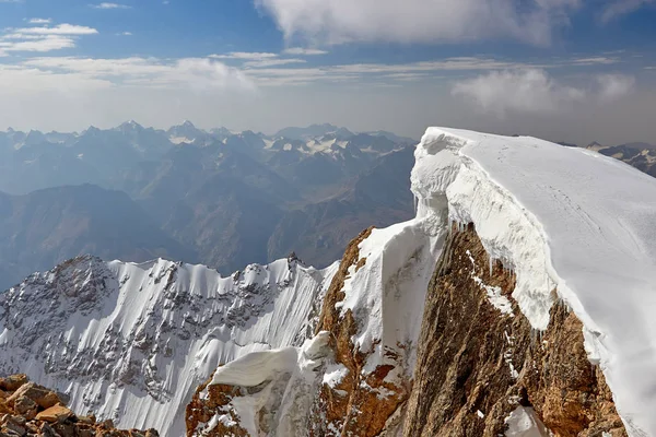 Mountains Glacier Snowy Landscape Peak Pass Outdoor View Fann Pamir — Stock Photo, Image