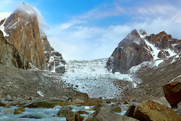 Montañas Glaciares Nevado Paisaje Pico Pasar Aire Libre Fann Pamir — Foto de Stock