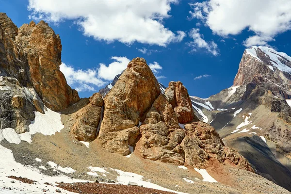 Pico Glaciar Montañas Pasar Paisaje Nevado Vista Aire Libre Fann — Foto de Stock