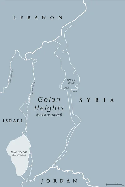 Golanhøyden Politisk Kart Med Grenser Region Levanten Område Okkupert Fra – stockvektor