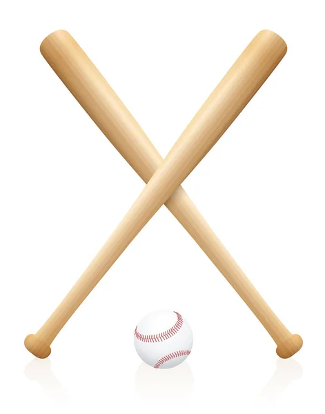 Two Crossed Baseball Bats One Ball Symbol Sporting Competition Match — Stock Vector
