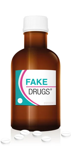 Geneeskunde Fles Genaamd Fake Drugs Symbolisch Voor Schadelijke Vervalste Pillen — Stockvector
