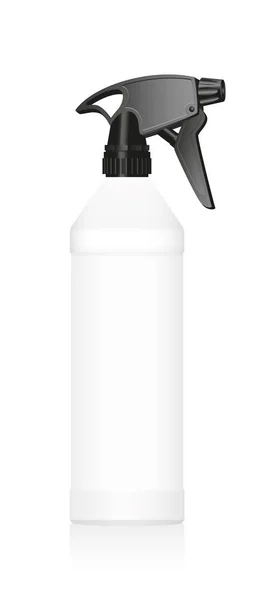Semprot Botol Kosong Unlabeled Plastik Tabung Putih Dengan Penyemprot Hitam - Stok Vektor