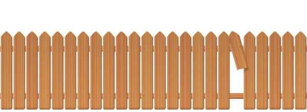 Wooden Picket Fence Gap Fence Palisade Stockade Broken Plank Loophole — Stock Vector