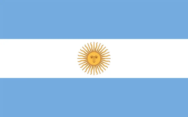 Bandera Nacional Argentina Con Sol Mayo Tribanda Tres Bandas Horizontales — Vector de stock