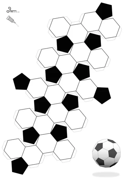 Icosaedro Truncado Plantilla Pelota Fútbol Para Hacer Objeto Fuera Red — Vector de stock