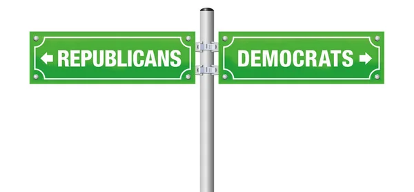 Republicans Democrats Written Street Signs Choose Ones Favorite Party Government — Stock Vector