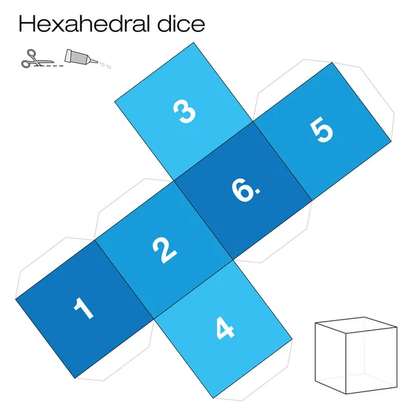 Hexahedron Sjabloon Maken Hexahedral Dobbelen Een Van Vijf Platonische Lichamen — Stockvector