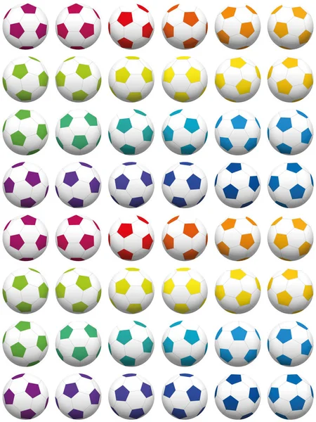 Colorful Soccer Ball Background Properly Sorted Isolated Vector Illustration White — Stock Vector