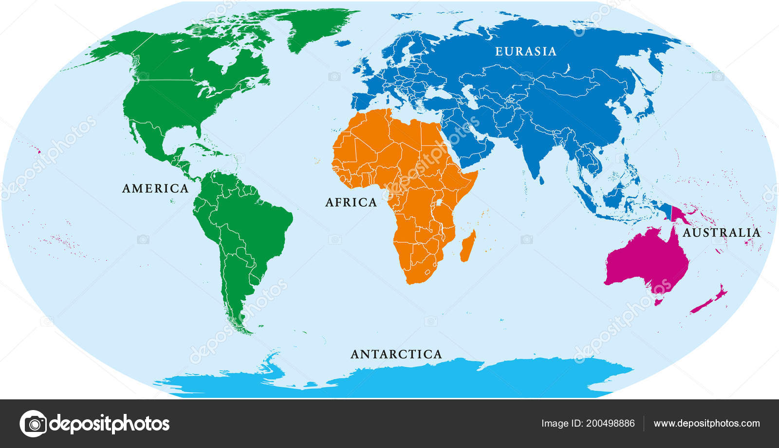 Monde Cinq Continents Carte Politique Afrique Amérique