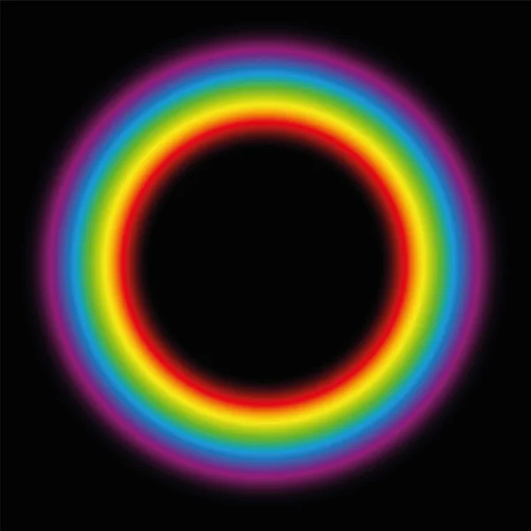 微妙な体の円 照明虹グラデーション オーラ リング 黒の背景のベクトル図 — ストックベクタ