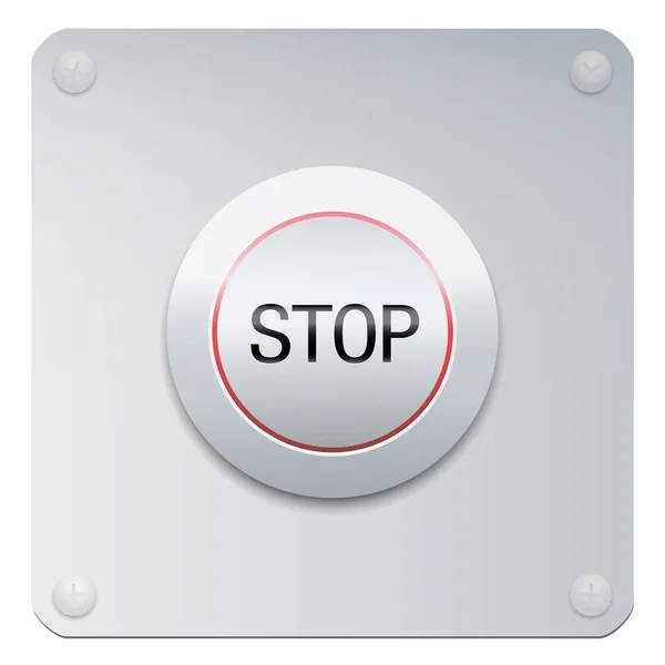 Кнопка Зупинити Хромованій Панелі Щоб Зупинити Машини Або Інструменти Але — стоковий вектор