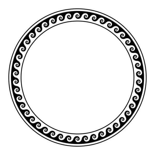 Cirkel Ram Gjort Med Löpande Hund Mönster Sömlös Meander Design — Stock vektor