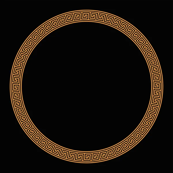Ring Met Naadloze Meander Patronen Zwarte Achtergrond Oranje Meandros Decoratieve — Stockvector