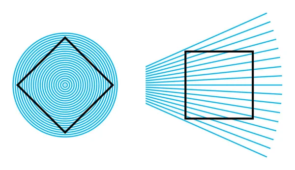 Illusione Ottica Ehrenstein Lati Quadrato Posto All Interno Disegno Cerchi — Vettoriale Stock