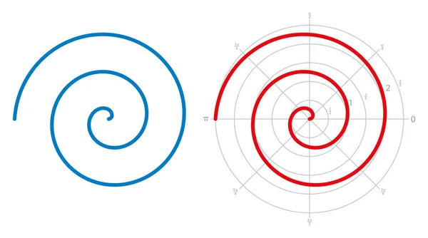 Archimedean Spiral White Background Three Turnings One Arm Arithmetic Spiral — Stock Vector