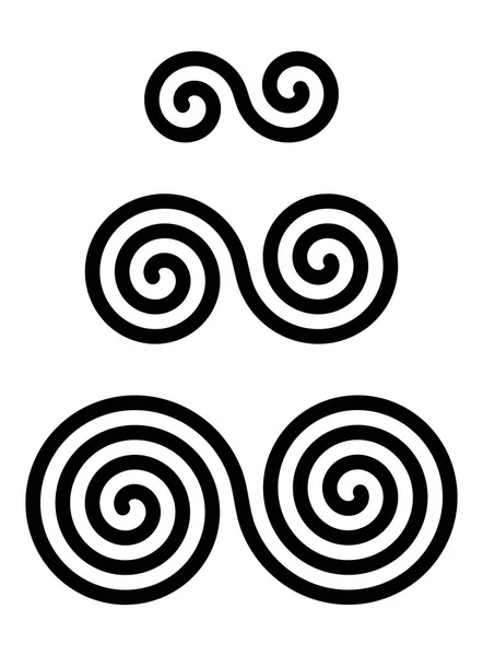 Tre Förreglad Dubbla Spiraler Över Vita Kombinerade Spiraler Med Två — Stock vektor