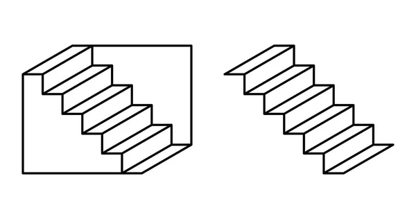 Лестница Шредера Оптическая Иллюзия Рисование Которое Восприниматься Нисходящая Ведущая Лестница — стоковый вектор