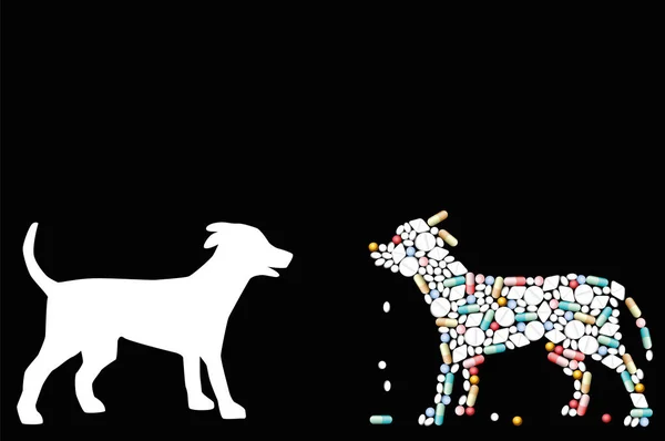 Des Pilules Qui Façonnent Chien Symbole Pour Les Problèmes Santé — Image vectorielle