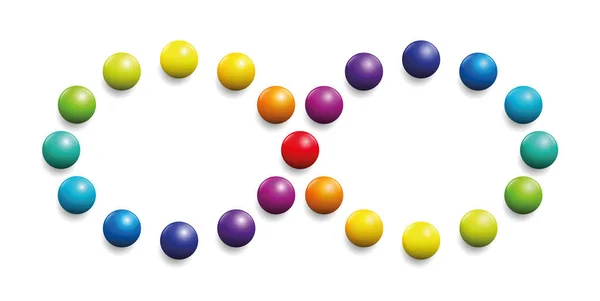 Spectre Couleur Formé Par Des Boules Comme Symbole Infini Illustration — Image vectorielle