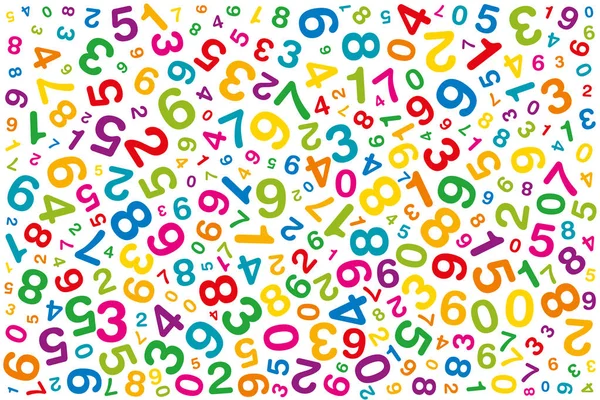 Перекрученные Цветные Числа Случайно Распределенные Цифры Символическое Изображение Нумерологии Потока — стоковый вектор