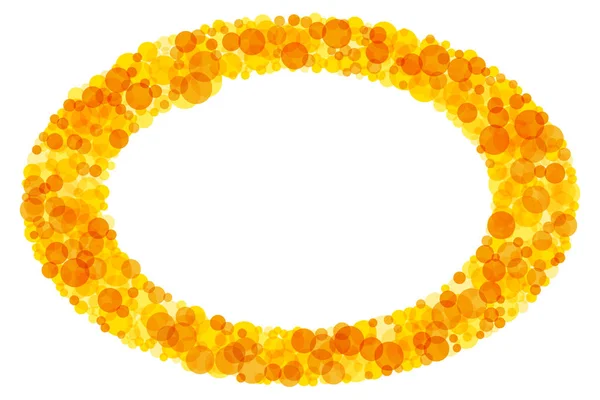明るい色の楕円形のフレーム オレンジ リング パターンを形成する黄色の色で輝く半透明のドット 日当たりの良い背景と装飾 白い背景の上の図 ベクトル — ストックベクタ