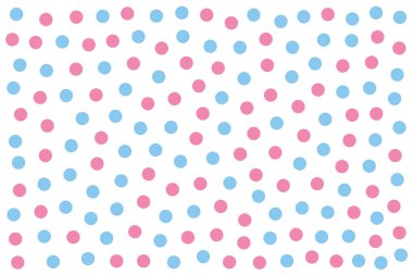 Bebek mavi ve beyaz üzerine pembe nokta. Arka plan rastgele yapılmış renkli küçük noktalar yerleştirilir. Benekli alan. Duvar kağıdı. Beyaz arka plan üzerinde illüstrasyon izole. Vektör.