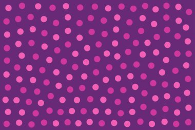 Arka plan rastgele yapılmış üzerinde mor pembe nokta renkli küçük noktalar yerleştirilir. Noktalı alan. Duvar kağıdı veya zemin. İzole illüstrasyon. Vektör.