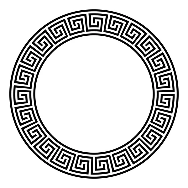シームレスな切断された蛇行パターンのサークル フレーム Meandros 装飾的な境界線 繰り返されるモチーフに形から構築します フレットのギリシャ語またはギリシャ語キー 白の図 ベクトル — ストックベクタ