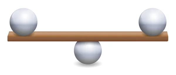 Instabil Egyensúly Három Vas Golyó Egy Fából Készült Hajón Szimbolikus — Stock Vector
